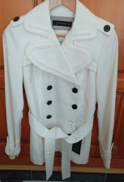 Zara Woman White Short Trench Coat - Size S – photo 2